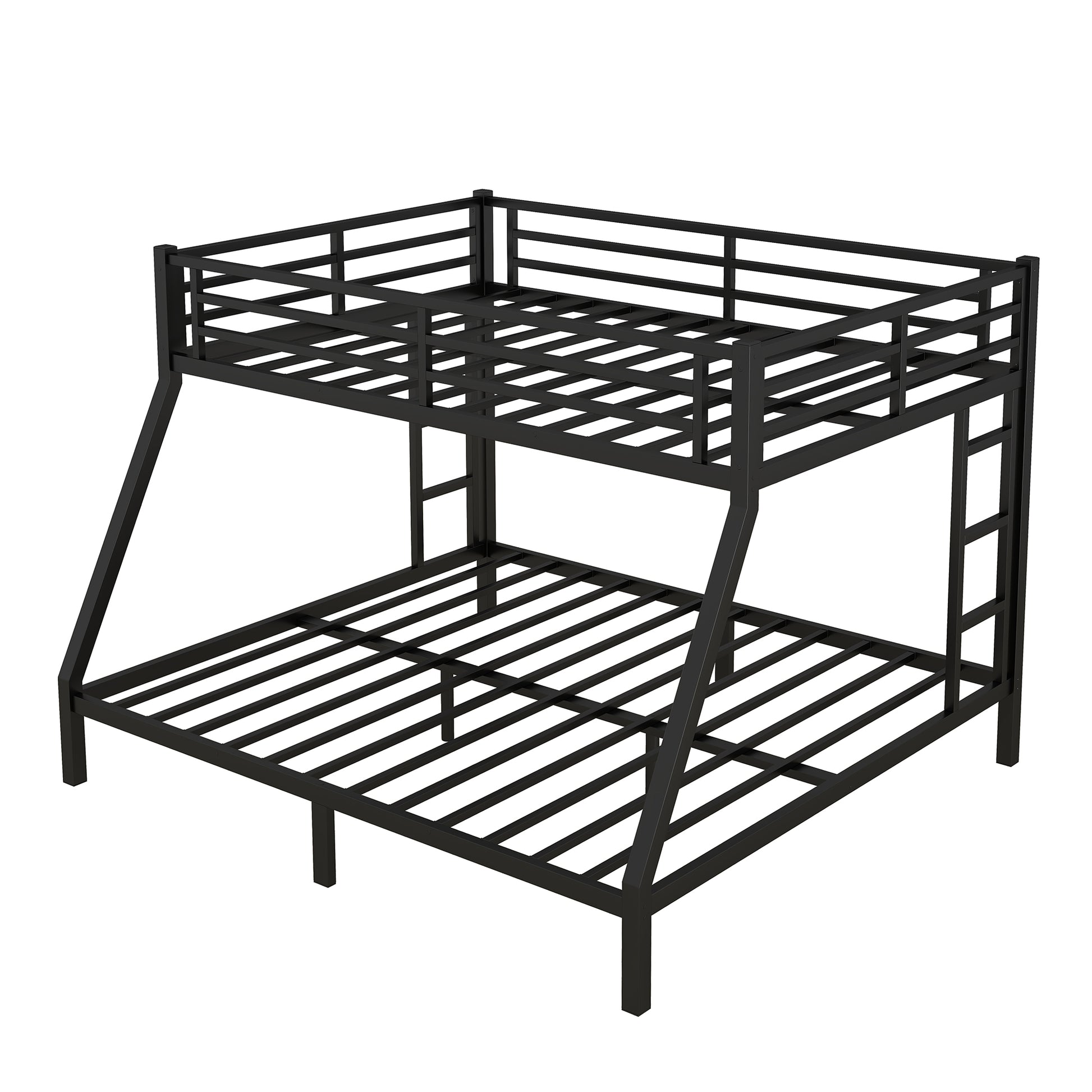 Metal Full Xl Over King Bunk Bed For Teens And Adults,Space Saving Noise Reduced No Box Spring Needed, Black Full Xl Black Metal