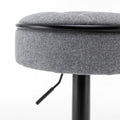 Round Storage Bar Stool Set Of 2, Grey Linen Height Adjustable Barstool, 360 Counter Height Swivel Stool, Armless Bar Chair With Metal Frame For Kitchen Counter Dining Living Room Grey Set Of 2 Foam Linen