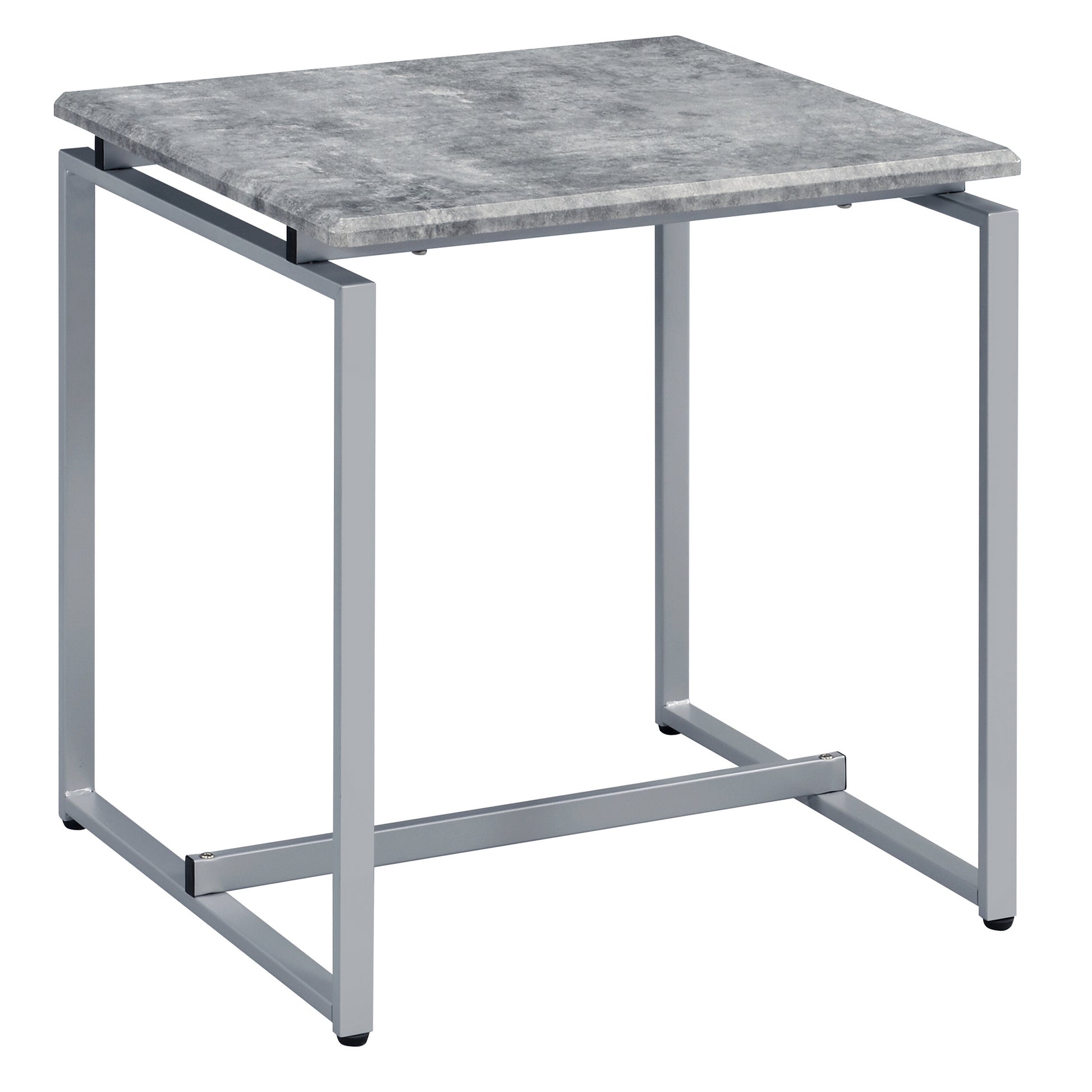 Grey And Silver Occasional Set With Trestle Base Grey Silver Primary Living Space Modern Rectangular Wood Metal Sled