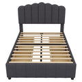 Full Size Upholstered Bed With 4 Storage Drawers,Wood Slat Support, Gray Full Gray Upholstered