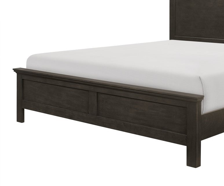 Charcoal Gray Finish Eastern King Bed 1Pc Transitional Style Wooden Bedroom Furniture Panel Bed Box Spring Required King Charcoal Grey Wood Bedroom Transitional Panel Wood