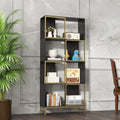 4 Tier Storage Shelves, Bookcase Display Storage Shelf Corner Shelf For Small Space, Living Room Black Gold Primary Living Space Metal,Particle Board