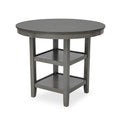 Counter Height Dining 5Pc Pub Height Dining Round Table Set Lower Storage Shelves Dining Room Set Wooden Wood Dining Room Fixed Table Rubberwood Round Dining Table With Chair Wood Wood Gray Seats 4
