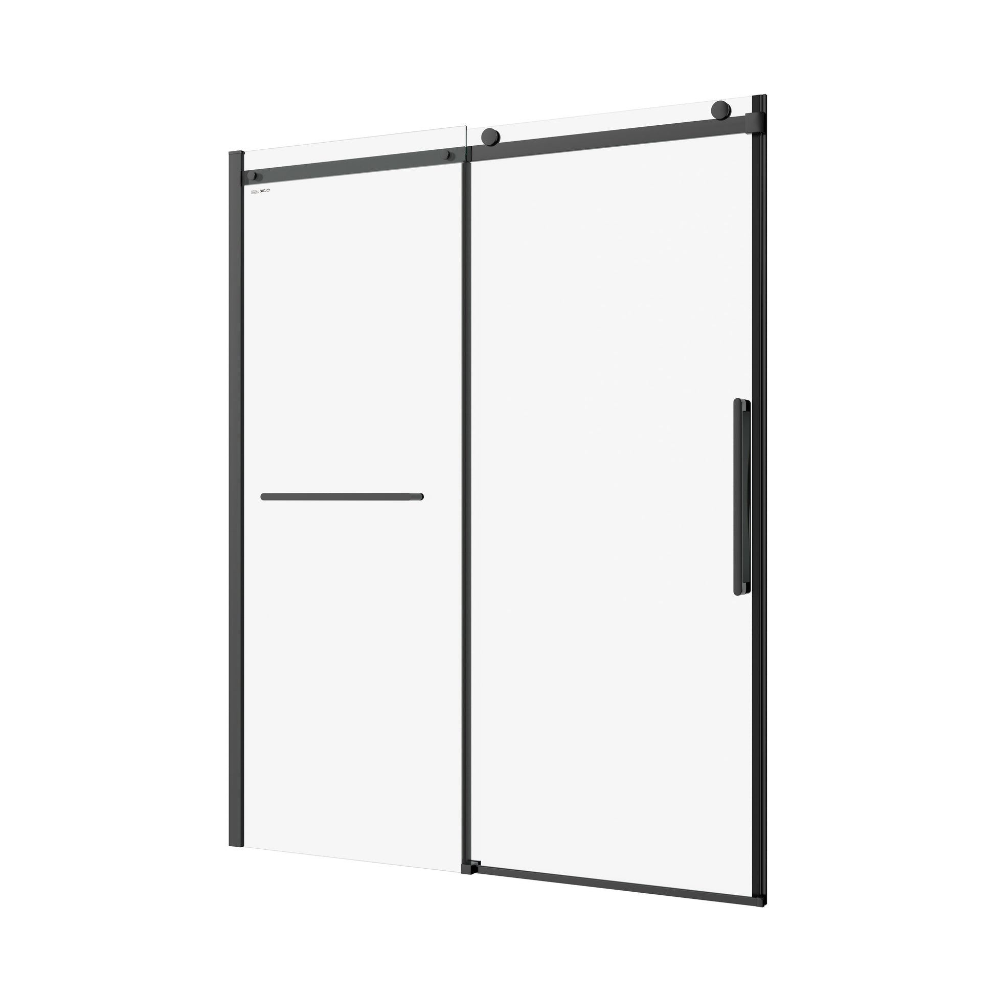 S Rm6076Tb 56 60"W X 76"H Sliding Shower Door, Frameless Glass Shower Door With Matte Black Hardware, Towel Bar And Handle Matt Black Bathroom Modern Tempered Glass