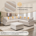 Modern Large U Shape Sectional Sofa, With Removable Ottomans For Living Room 6 Seater Beige Polyester 6 Seat