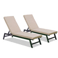 2Pcs Set Outdoor Lounge Chair Cushion Replacement Patio Funiture Seat Cushion Chaise Lounge Cushion Khaki Polyester