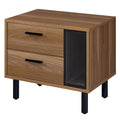 Brown Oak And Black 2 Drawer Nightstand Brown Black 2 Drawers Bedroom Rectangle Industrial Drawers Wood Metal