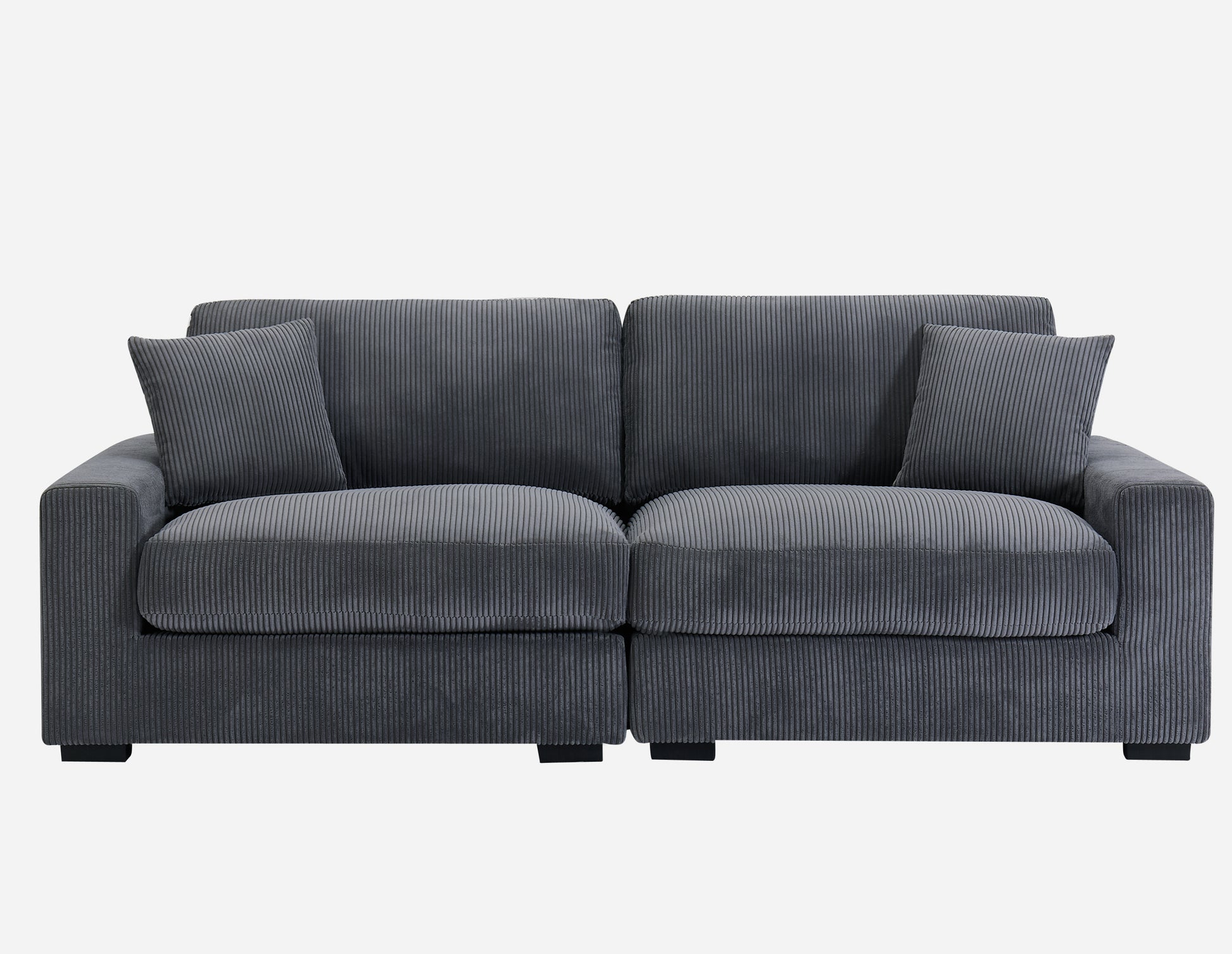 Modular Sectional Sofa,4 Seater Oversized Sectional Sofa, Corduroy Fabric With 2 Ottoman Bench And 2 Pillows, Modular Sectionals Sofa Couch For Living Room Gray Corduroy 4 Seat