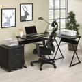 Black L Shaped Writing Desk Black Writting Desk Office Modern Wood Metal Sled