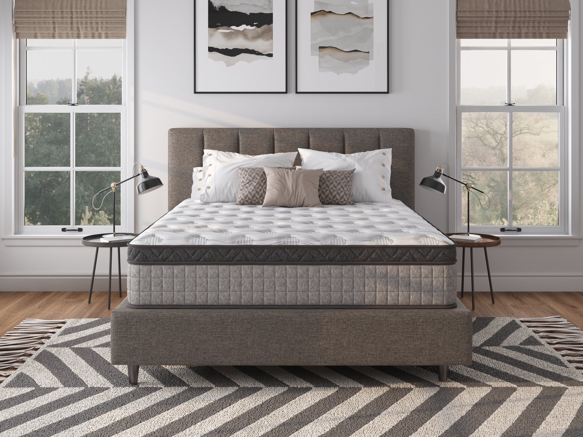 Assembled In Usa High Quality 12" Twin Diamond Innerspring Hybrid And Cooling Gel Memory Foam Mattress, Pressure Relief, And Motion Isolation, Certipur Us And Oeko Tex Certified Gray Foam Spring