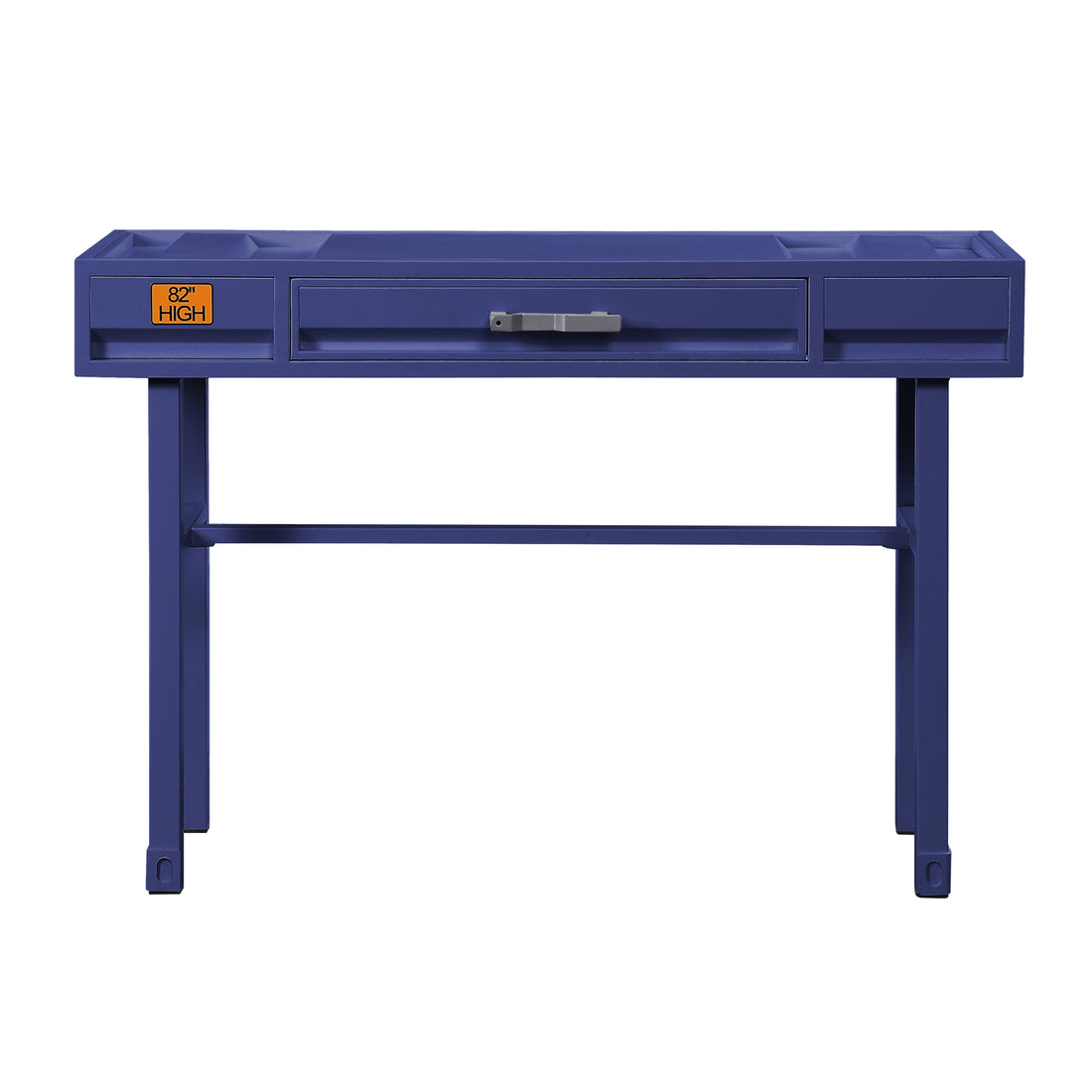 Blue Writing Desk With 1 Drawer Blue Office Industrial Rectangular Drawers Wood Metal