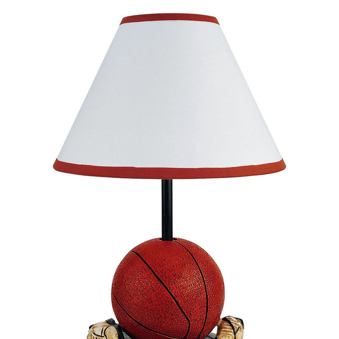 15" Tall Polyresin Accent Table Lamp, Basketball Shaped, Cone Linen Shade Multicolor Polyresin