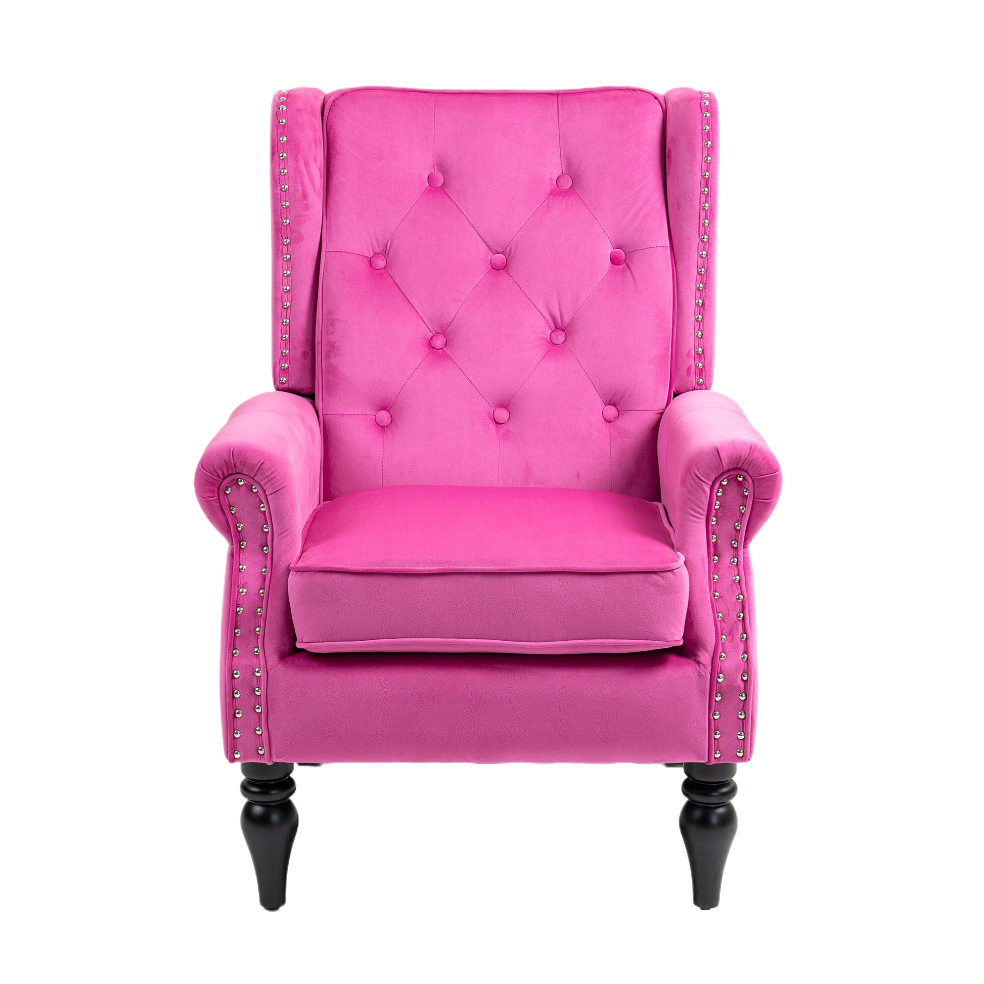 Coolmore Wood Frame Armchair, Modern Accent Chair Lounge Chair With Sturdy Wood Legs For Living Room Bedroom Red Red Foam Velvet