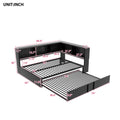 Metal Full Size Daybed With Trundle, Storage Cabinets And Usb Ports, Black Full Black Metal