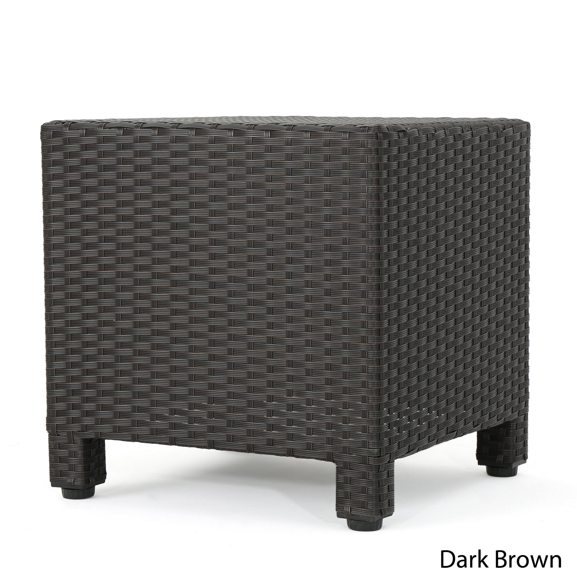 Puerta Accent Table Dark Brown Pe Rattan Iron