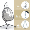 Egg Chair With Stand Indoor Outdoor Swing Chair Patio Wicker Hanging Egg Chair Hanging Basket Chair Hammock Chair With Stand For Bedroom Living Room Balcony Yes Sectional Light Gray Water Resistant