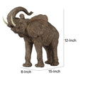 Polyresin Trumpeting Elephant Accent, Brown Brown Plastic