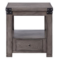 Ash Grey End Table With Square Leg Grey Primary Living Space Rubberwood Drawers Rectangular Wood