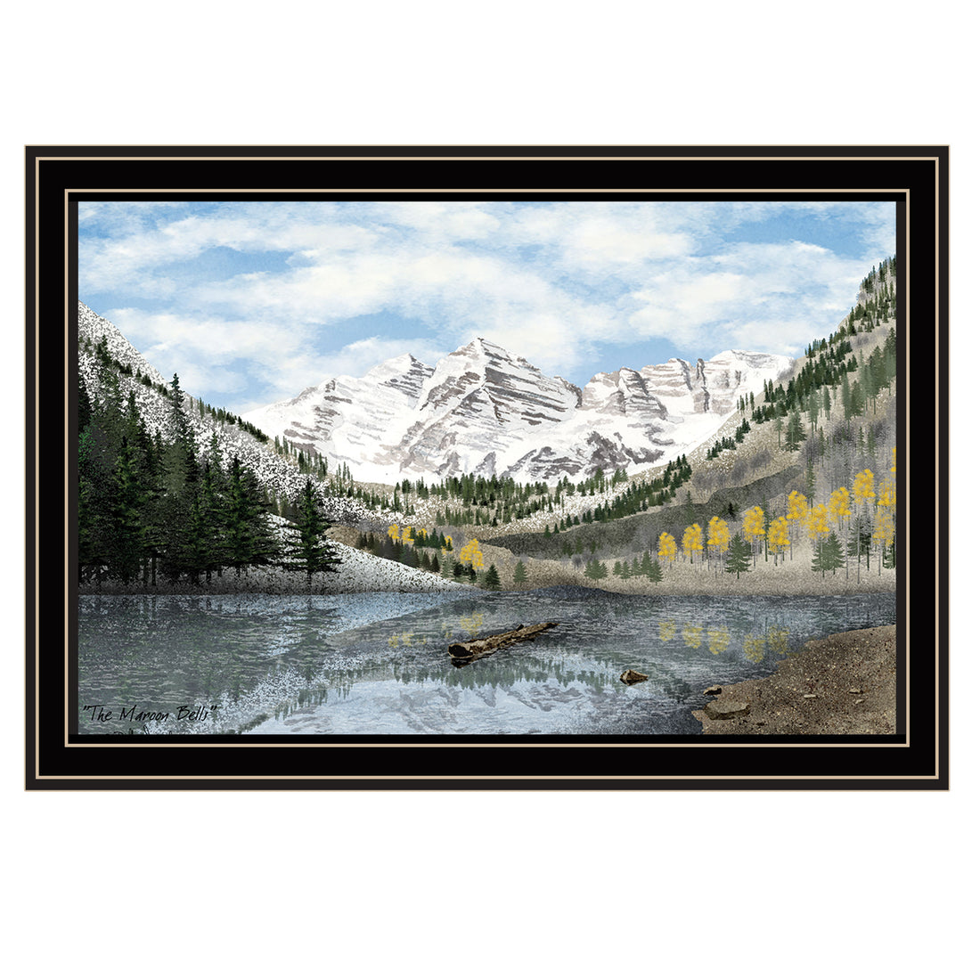 The Maroon Bells Black Framed Wall Art For Living Room, Bedroom Wall Art Print For Home Decor By Billy Jacobs Multi Wood Paper