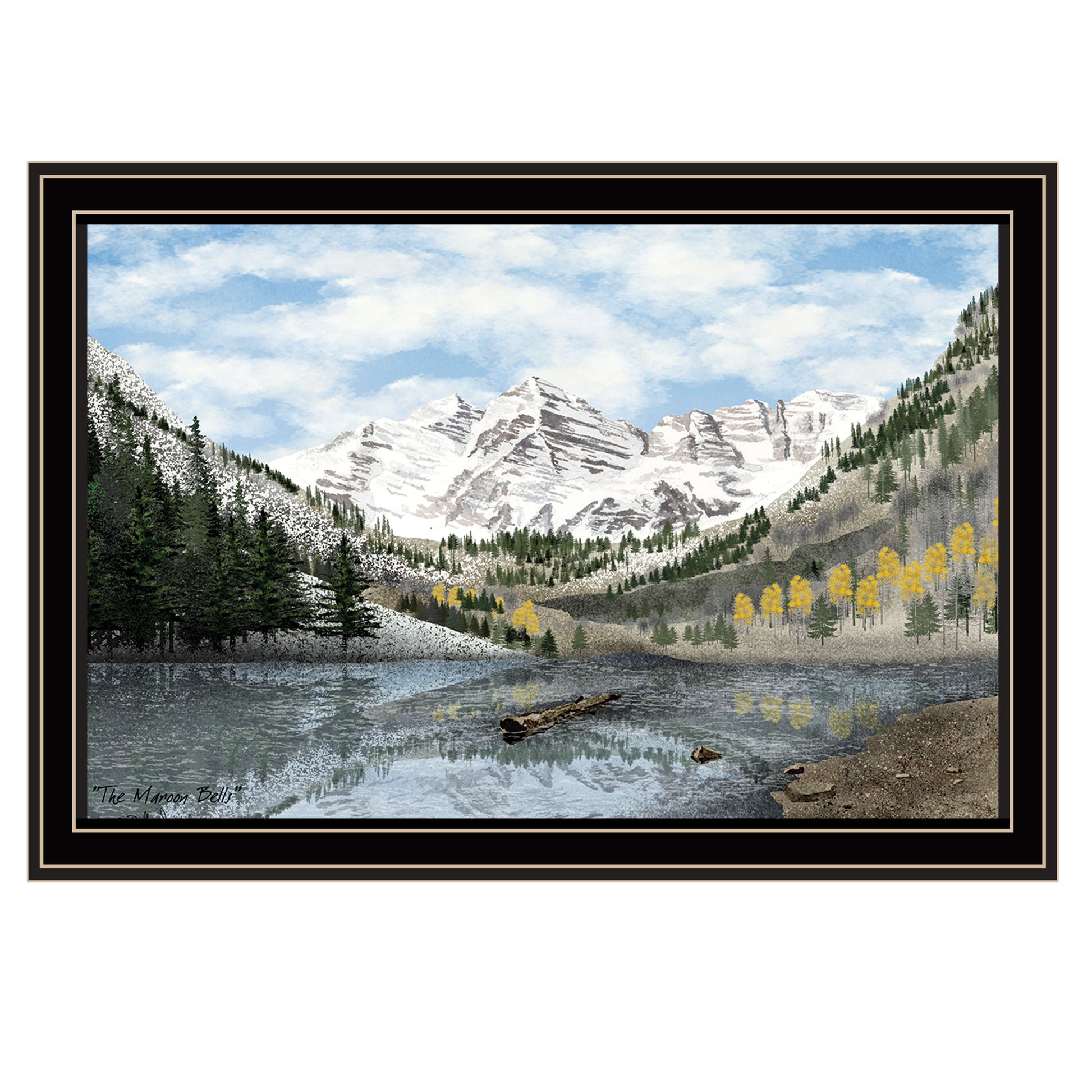 The Maroon Bells Black Framed Wall Art For Living Room, Bedroom Wall Art Print For Home Decor By Billy Jacobs Multi Wood Paper