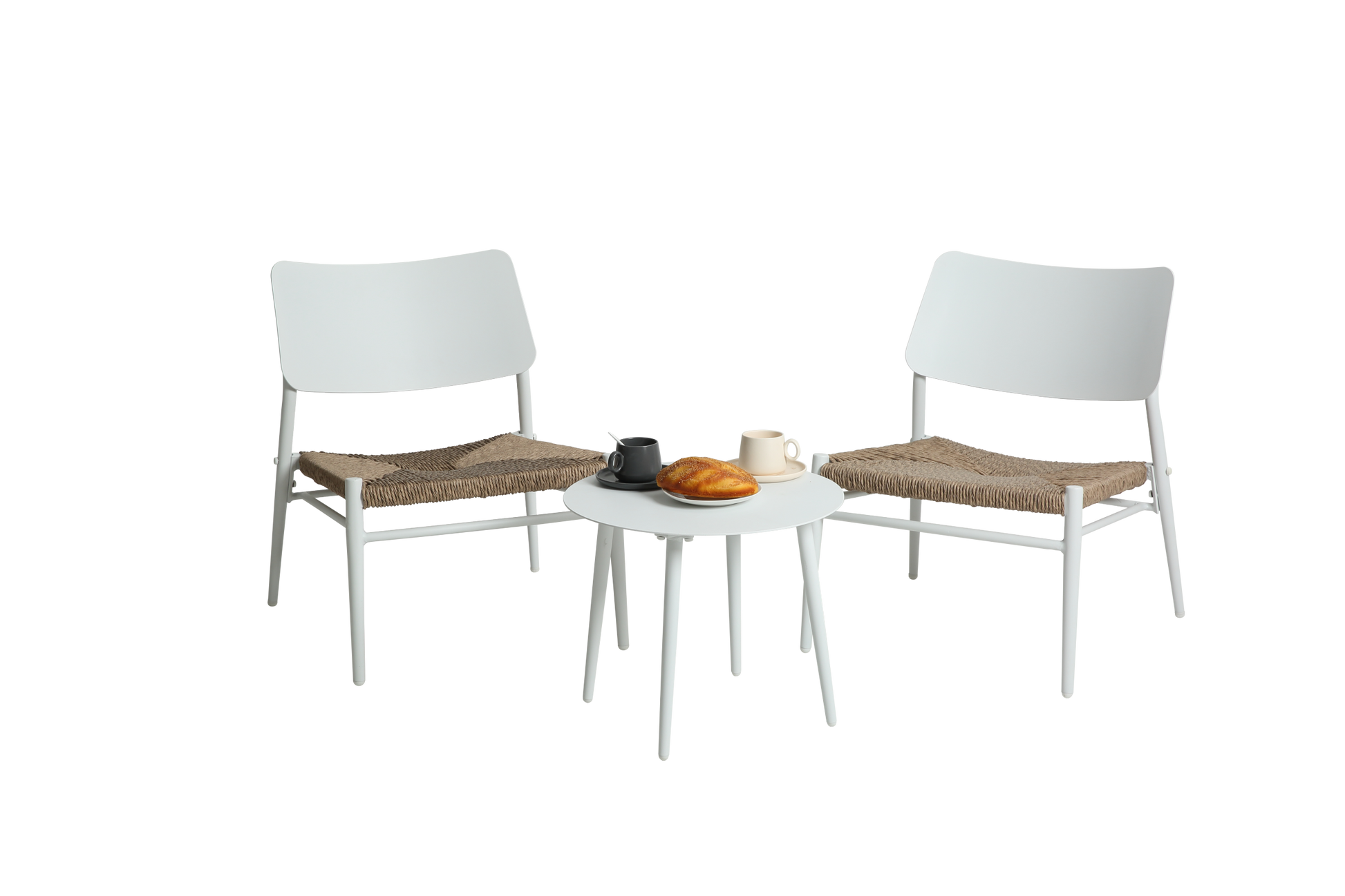 Aluminium 3 Piece Patio Set Bistro Table And Chairs Setbackyard, Garden, Living Room, White White Steel