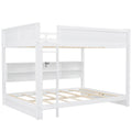 Queen Over Queen Bunk Bed With Storage Cabinets And Usb Ports, White Expected Arrival Time: 10.26 White Solid Wood Mdf