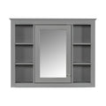 36'' Bathroom Vanity With Medicine Cabinet, Modern Bathroom Storage Cabinet With 2 Soft Closing Doors And 4 Drawers, Single Sink Bathroom Vanity Grey Bathroom Ceramic,Solid Wood Mdf