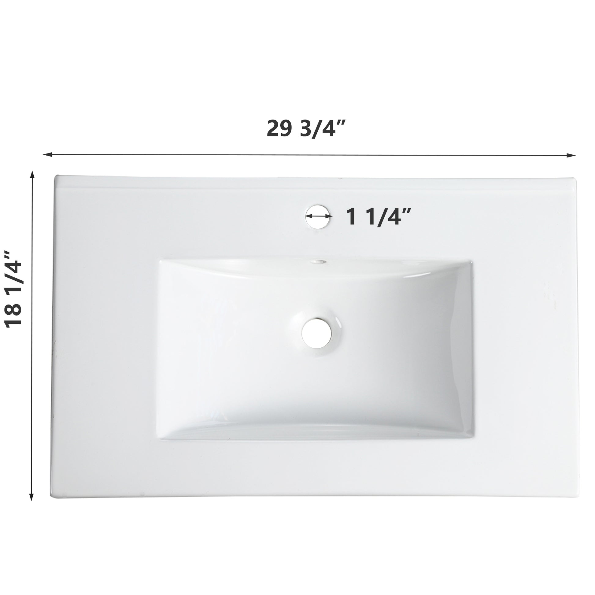 30 Inch Bathroom Ceramic Sink Basin, White White Ceramic