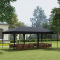Outsunny 10' X 20' Pop Up Canopy Tent, Upgraded Heavy Duty Tents For Parties, Outdoor Instant Gazebo Sun Shade Shelter With Carry Bag, For Catering, Events, Wedding, Backyard Bbq, Black Black Steel