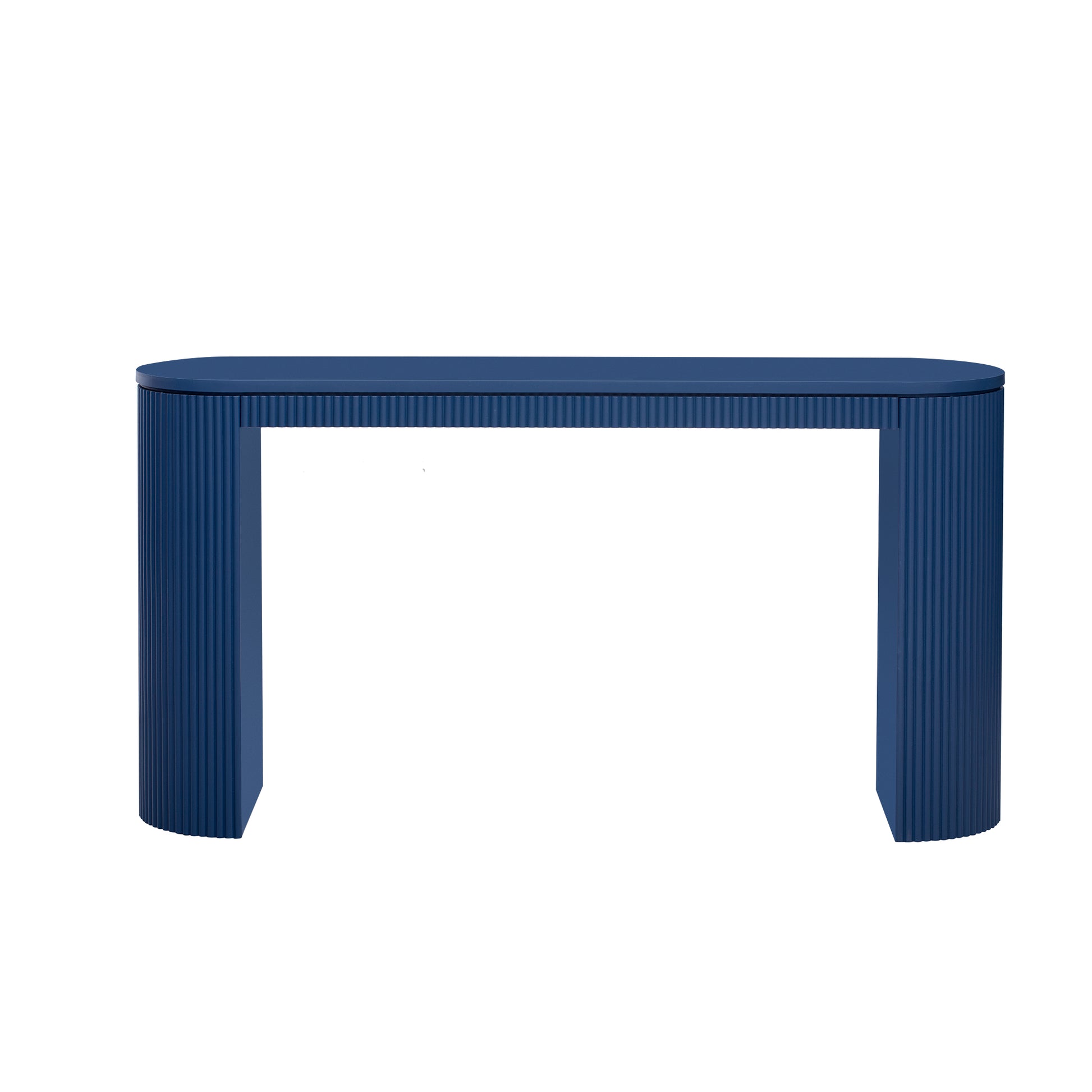 Curved Design Console Table With Unique Vertical Stripe Design ,Suitable For Living Room,Study And Entrance Navy Mdf