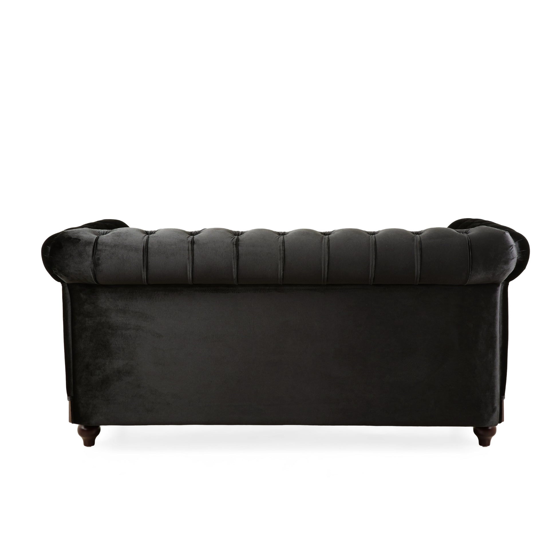 Vivalux 59.44" Chesterfield Velvet Loveseat Sofa,2 Person Rolled Arm Dutch Plush Upholstered Sofa Couch With Tufted Button For Living Room, Bedroom, Small Places,Black Black Espresso Velvet Wood Primary Living Space Soft Tufted Back Casual,Classic Pine