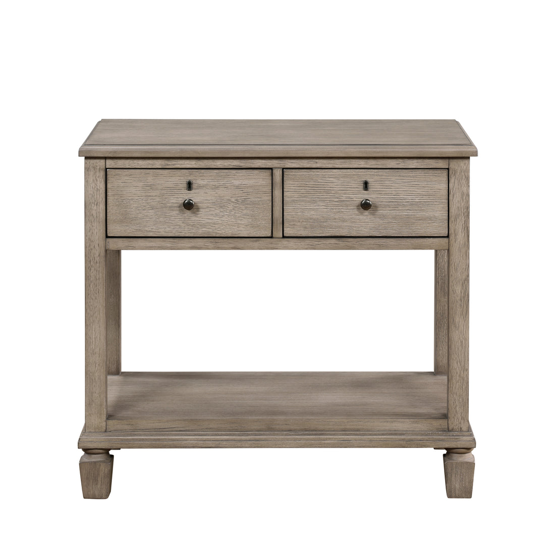Gray Oak Finish Classic Transitional Bedroom Furniture 1Pc Nightstand Of 2 Drawers Open Bottom Shelf Wooden Furniture Bedside Table Oak 2 Drawers Bedside Cabinet Bedroom Wood