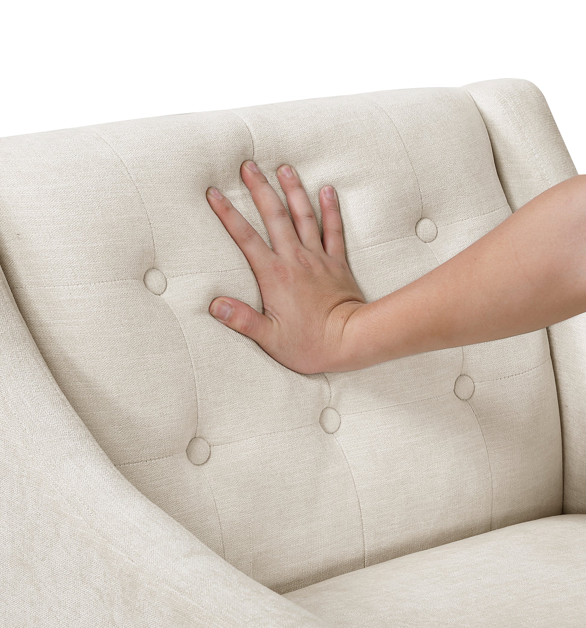 Contemporary Living Room Furniture 1Pc Accent Chair Beige Button Tufted Fabric Upholstery Beige Primary Living Space Plywood