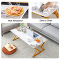 A Modern Minimalist Style Marble Patterned Coffee Table With Golden Metal Legs. Computer Desk. Game Table. Tea Table. Ct Xx Gold Sintered Stone