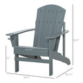 Outsunny Wooden Adirondack Chair, Outdoor Patio Lawn Chair With Cup Holder, Weather Resistant Lawn Furniture, Classic Lounge For Deck, Garden, Backyard, Fire Pit, Dark Gray Gray Wood