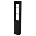 Black Linen Cabinet With 1 Door Black 1 5 Wood