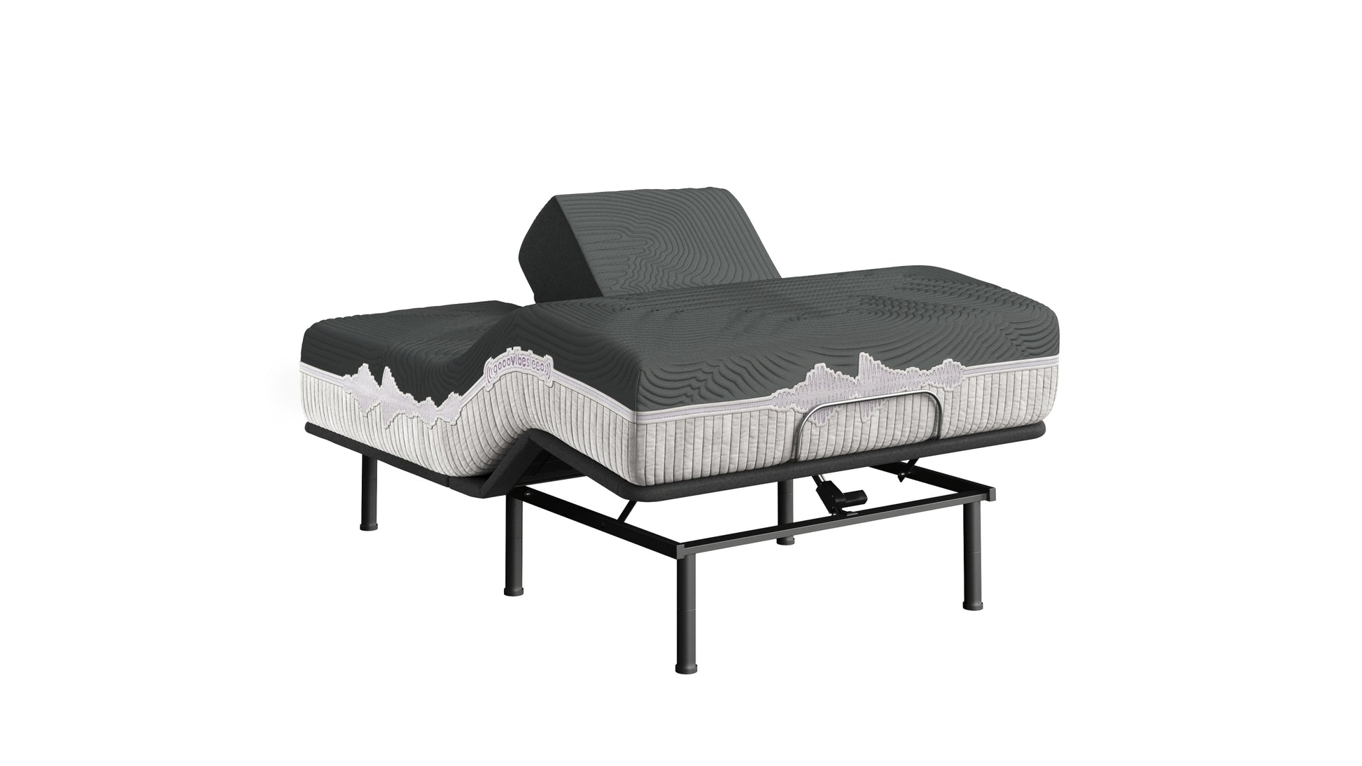 Goodvibesleep Soothe Flex Head Mattress And Adjustable Base Comfort Ensemble, Queen Size Gray Foam Spring Queen