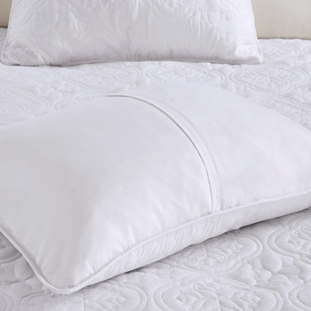 3 Piece Reversible Bedspread Set White King Cal King King White Polyester