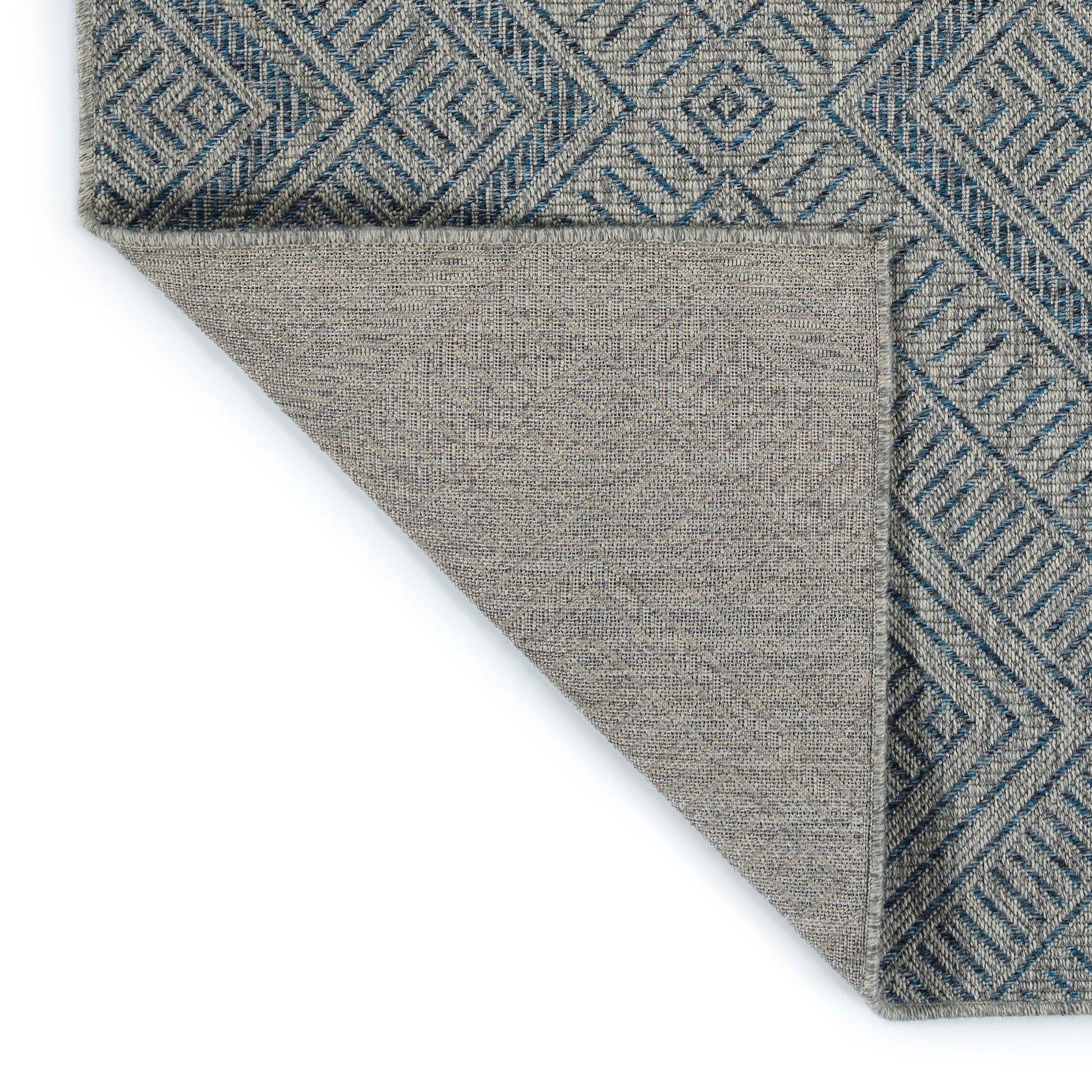 Modern, Transitional, Geometric, Southwestern, Textured High Low Cut & Loop 2' X 6' Runner Blue Polypropylene