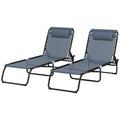 Outsunny Folding Chaise Lounge Pool Chair, Patio Sun Tanning Chair, Outdoor Lounge Chair With 4 Position Reclining Back,Mesh Seat For Beach, Yard, Patio, Gray Gray Steel