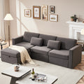 Modern Velvet Modular Sectional Sofa, L Shape Convertible Sofa Set With Pillows, Oversized Sectional Couches With Storage Ottomans For Living Room, Loft, Apartment, Office Dark Gray 4 Seats Wood Primary Living Space Medium Duty Pine 4 Seat Dark Gray