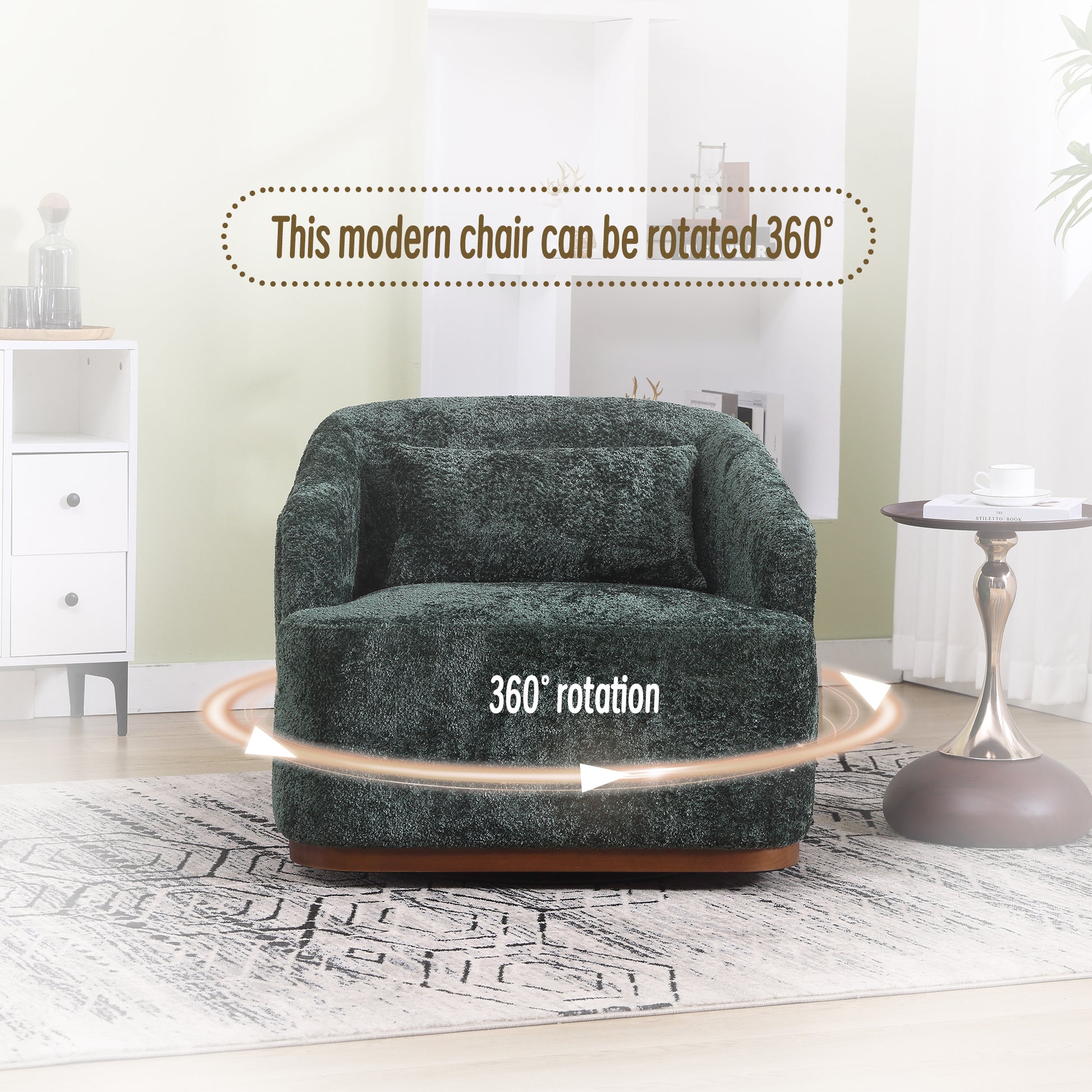 Coolmore Swivel Barrel Chair, Comfy Round Accent Sofa Chair For Living Room, 360 Degree Swivel Barrel Club Chair, Leisure Arm Chair For Nursery, Hotel, Bedroom, Office, Lounge Emerald Emerald Primary Living Space Foam Chenille
