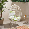 Gianni Teardrop Chair White Green Pe Rattan Iron Waterproof Fabric