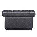 Traditional Tufted Leather Chesterfield Chair Gray Leather