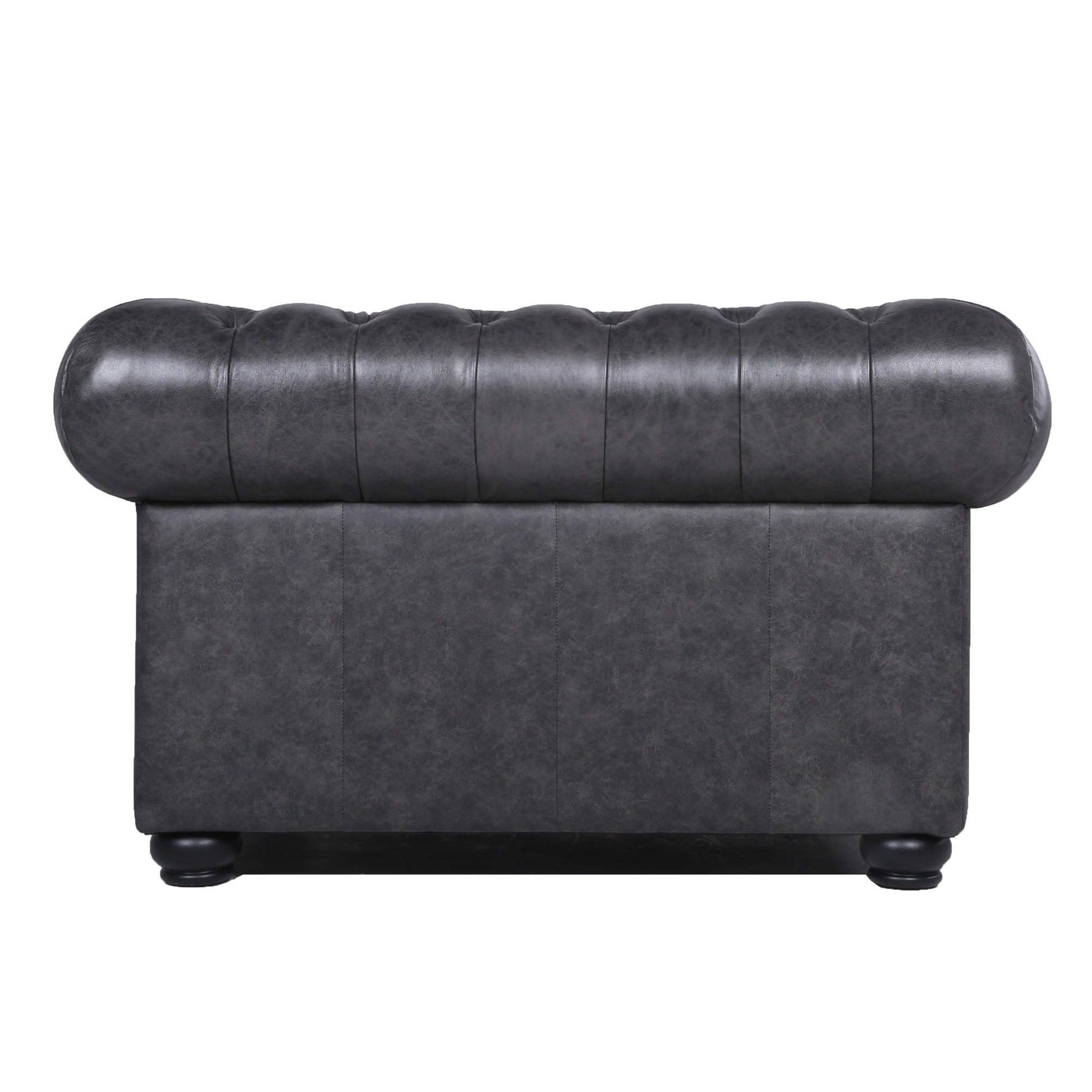 Traditional Tufted Leather Chesterfield Chair Gray Leather