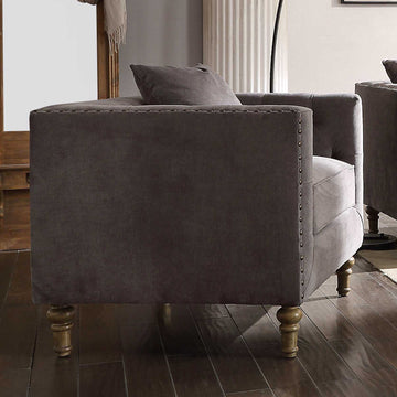 Grey Accent Chair With Pillow Grey Primary Living Space Mid Century Modern Wood Fabric