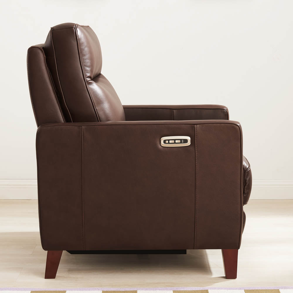 Ashby Power Headrest Zero Gravity Recliner Chestnut Memory Foam Genuine Leather