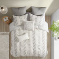 3 Piece Cotton Jacquard Duvet Cover Set Queen Ivory Cotton