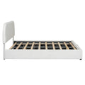 Teddy Fleece Queen Size Upholstered Platform Bed With Hydraulic Storage System, White Queen White Teddy