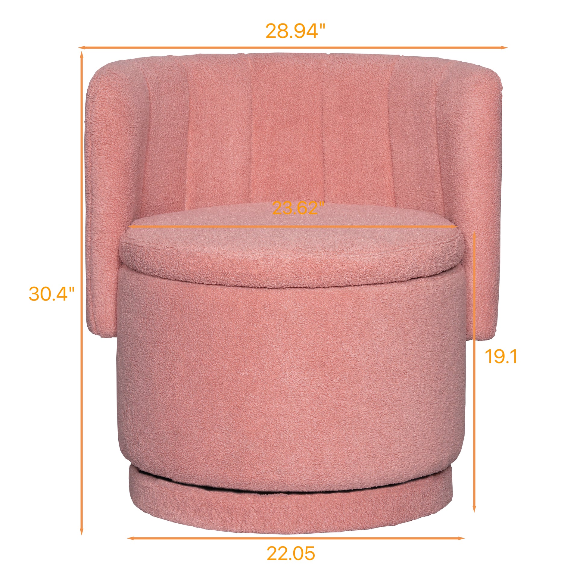 360 Degree Swivel Back Sofa Chair With Storage Space, Suitable For Bedroom And Living Room Pink Pink Boucle